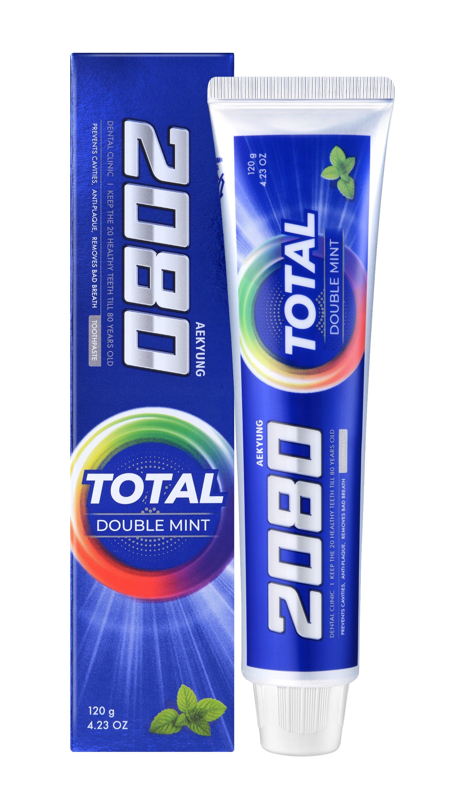 KEM ĐÁNH RĂNG CAO CẤP HÀN QUỐC 2080 TOTAL DOUBLE MINT (Bảo vệ răng nướu toàn diện - Hương bạc hà the mát)